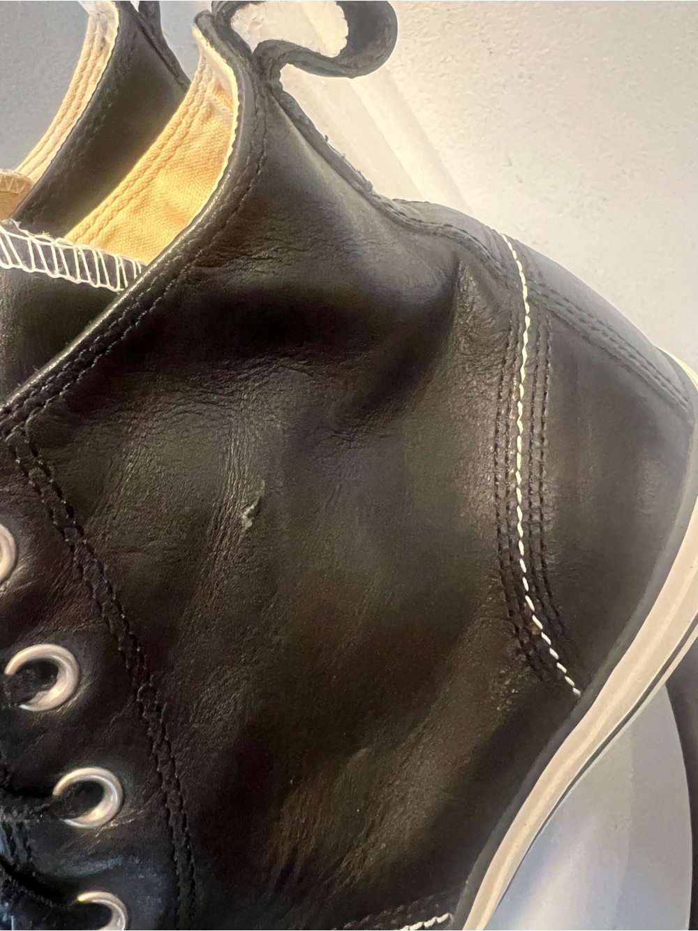 Converse chuck all stars Black Leather High-Top Sneakers  size 12 men - Picture 11 of 14